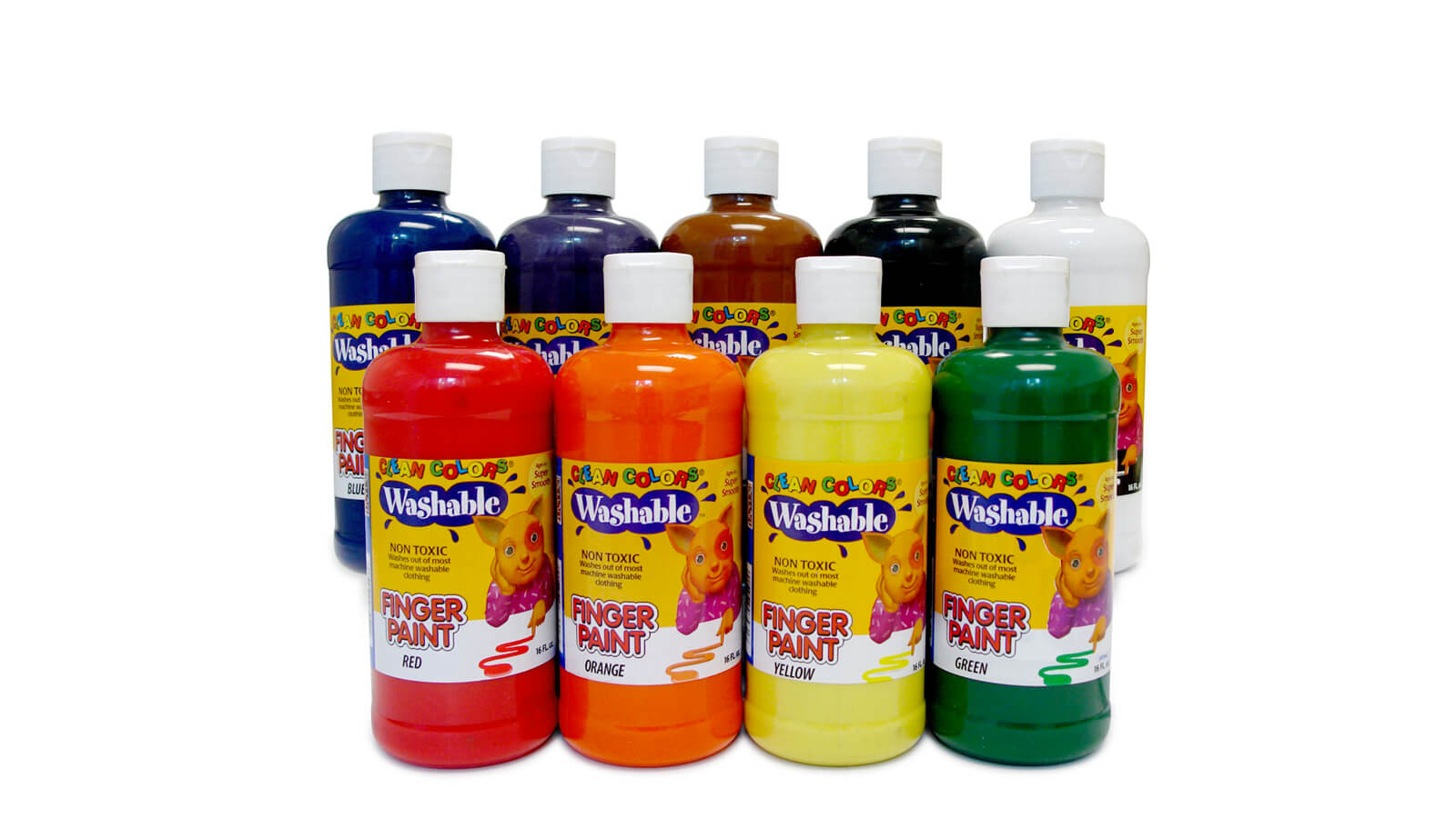 4oz Clean Colors® Washable Neon Finger Paint 6-Pack Set