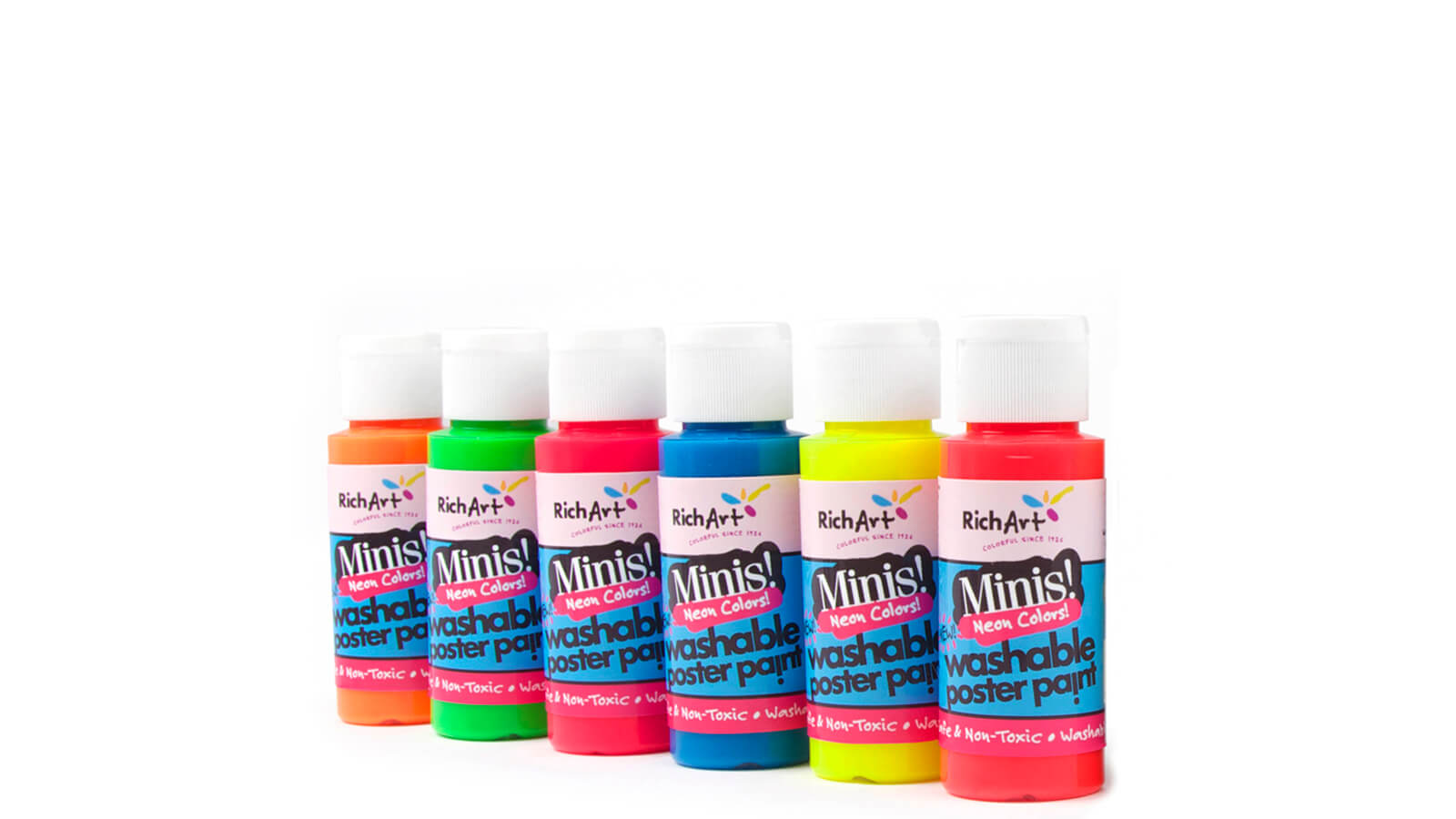 Rich Art Washable Neon Paint For Kids - Premium Non Toxic Fluorescent  Tempera Paint - Craft Paint For Paper, Poster Board, Canvas, & More - Made  in