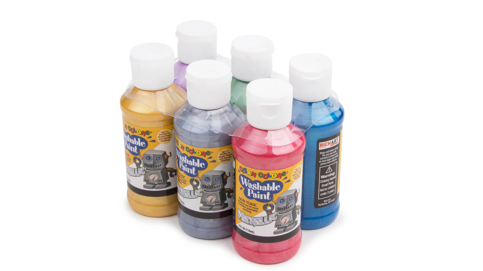 4oz Clean Colors® Washable Neon Finger Paint 6-Pack Set