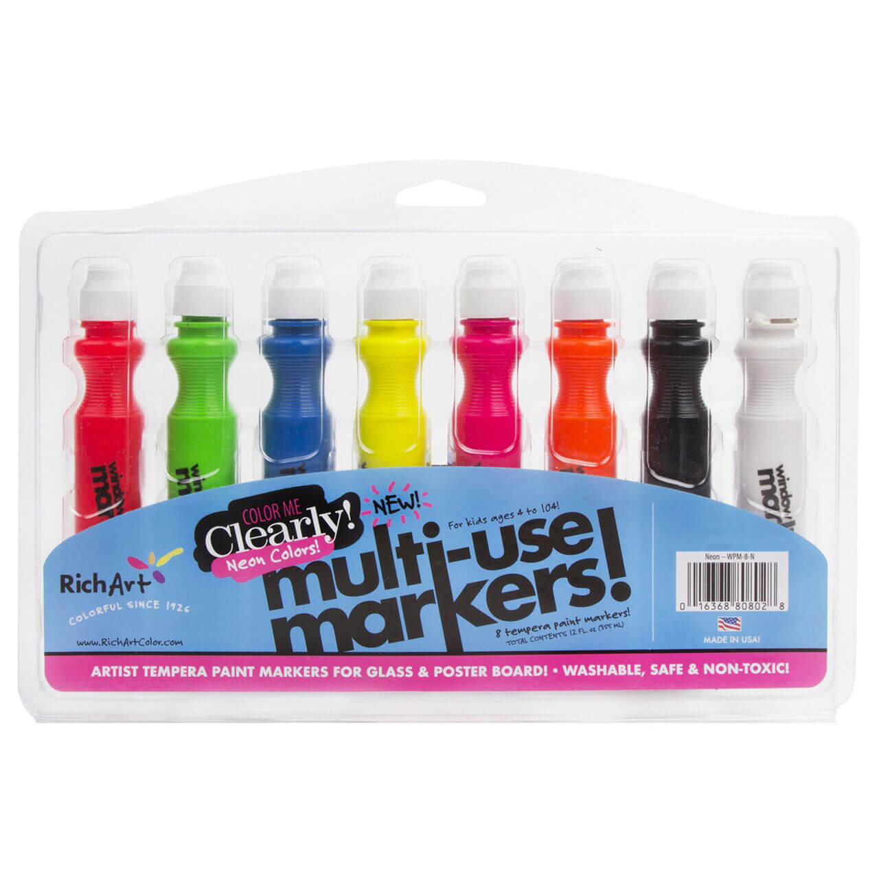 Color Me Clearly” Neon Window/Poster Marker 8 Marker Set