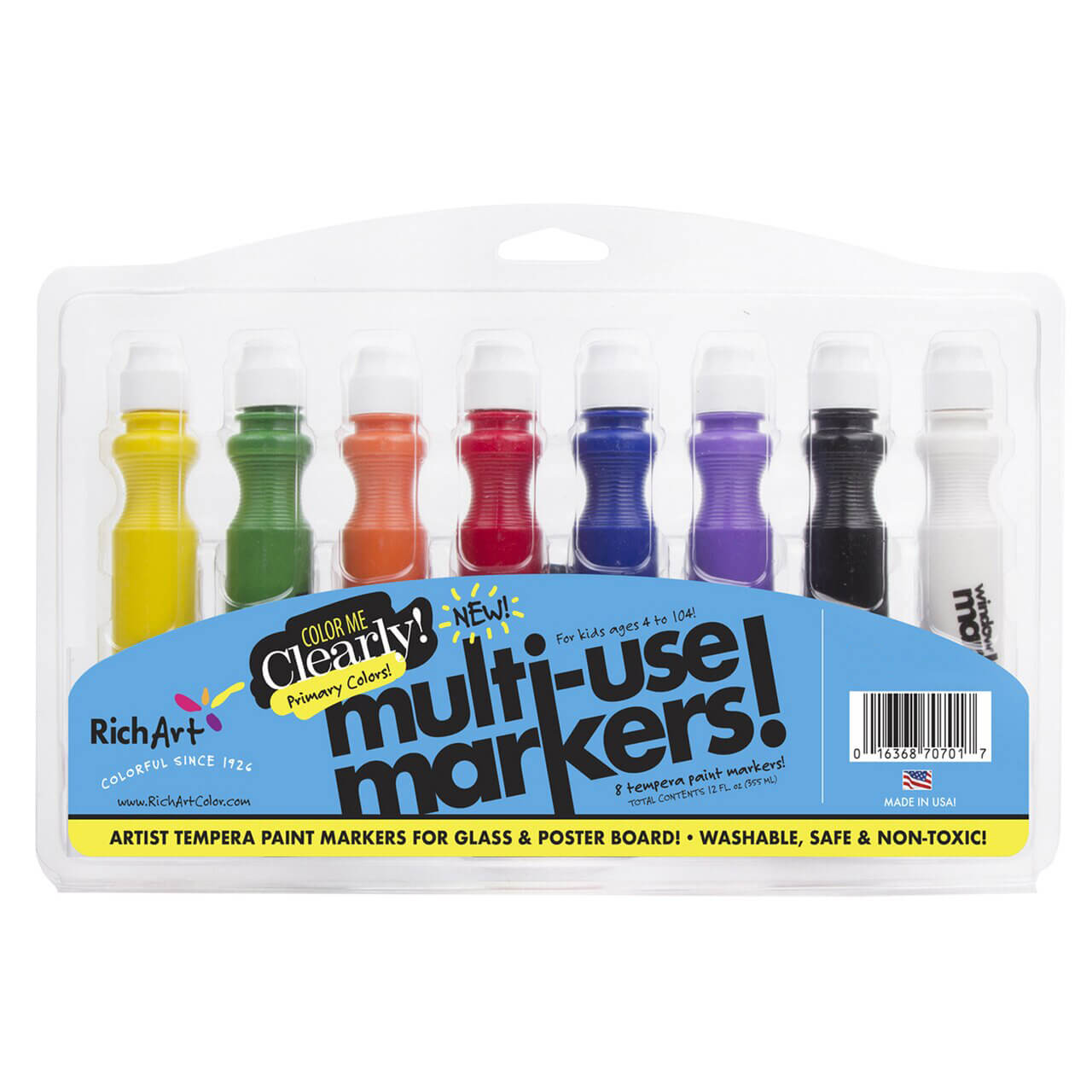 Color Me Clearly” Primary Color Window/Poster Marker 8 Marker Set