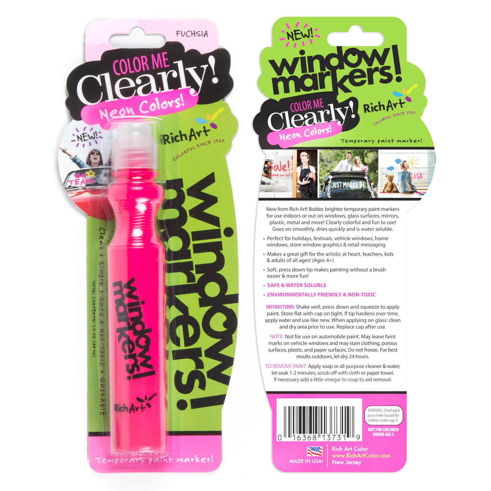 1.5oz “Color Me Clearly” Neon Window/Poster Markers