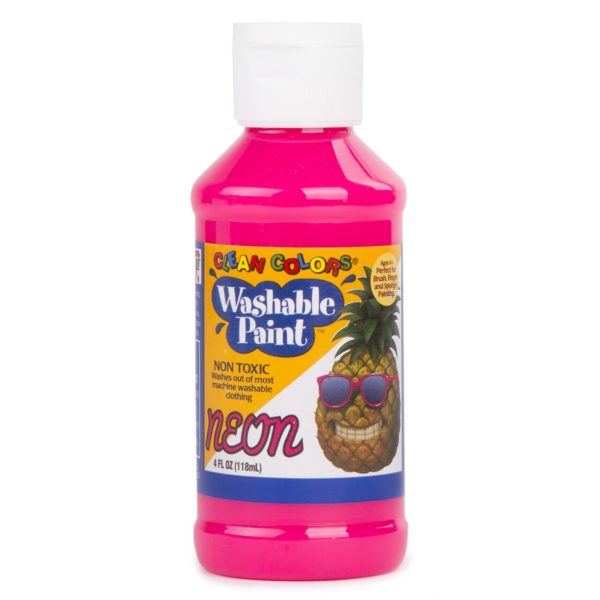 4oz Clean Colors® Washable Pink Neon Paints