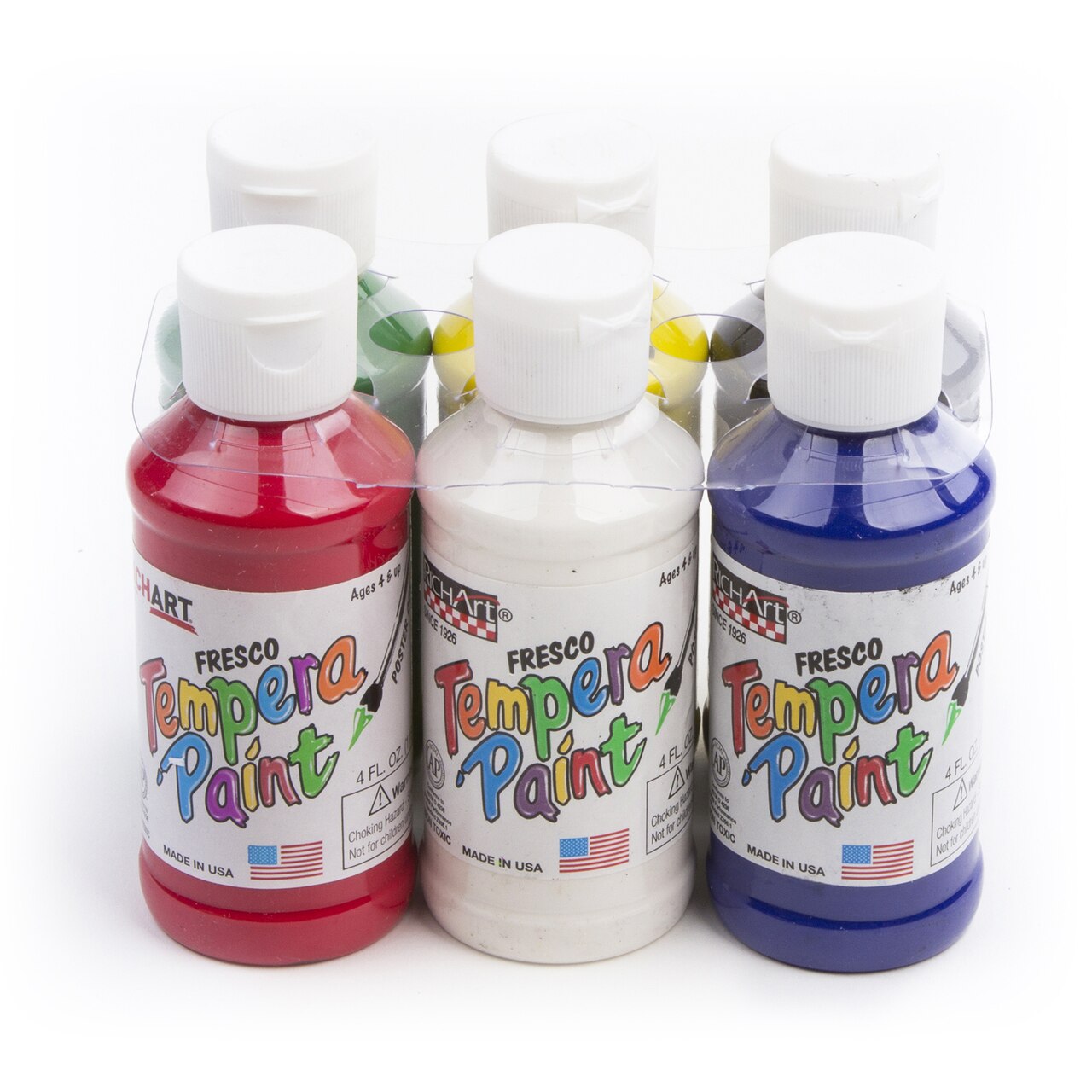 4oz Liquid Fresco Tempera Paint 6Pack Set Rich Art Color
