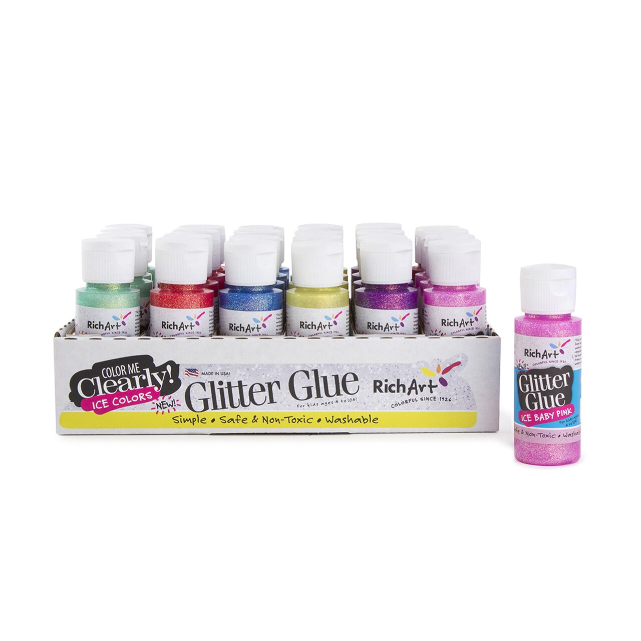 2oz “Minis” Ice Color 24 Piece Glitter Glue Tray