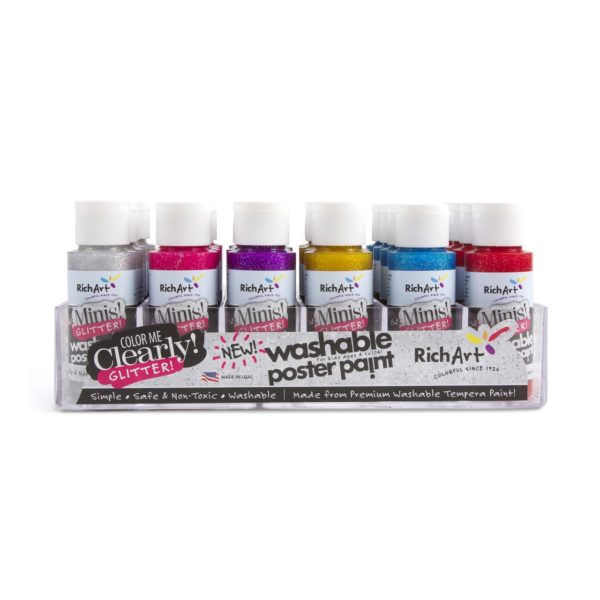 2oz "Minis" Washable 24 Piece Glitter Paints Tray