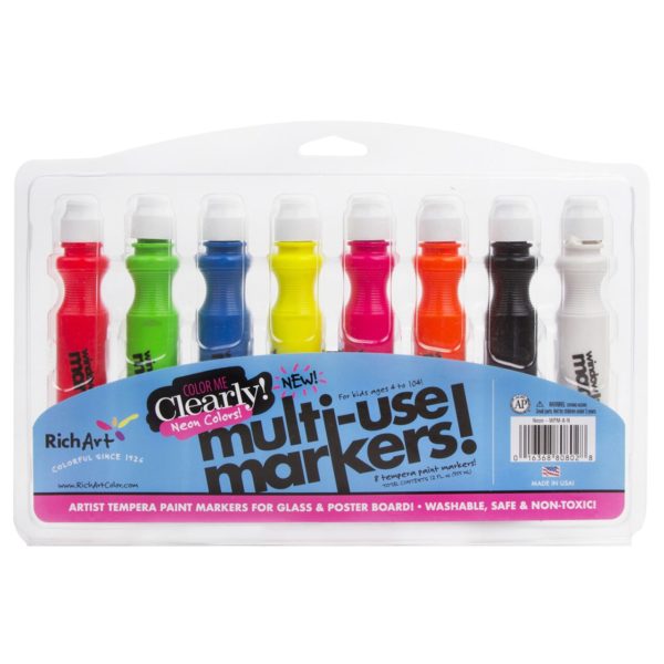 “Color Me Clearly” Neon Window/Poster Marker 8 Marker Set Rich Art Color