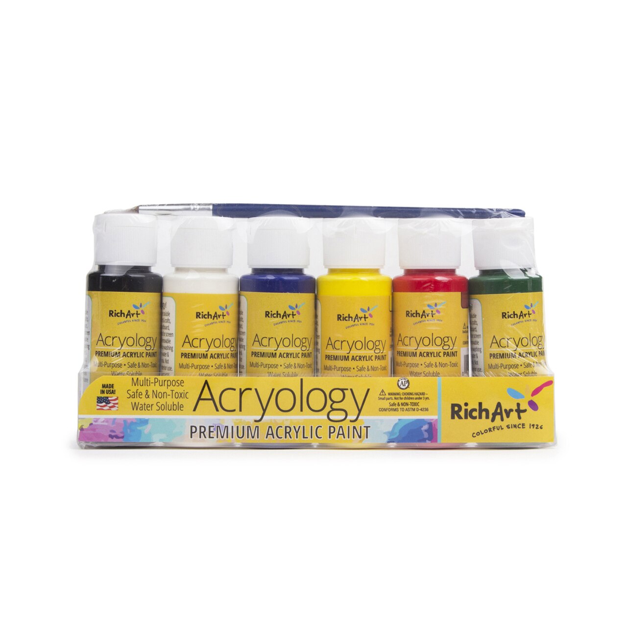 2oz Acryology™ Acrylic Paint With Brush Set Rich Art Color