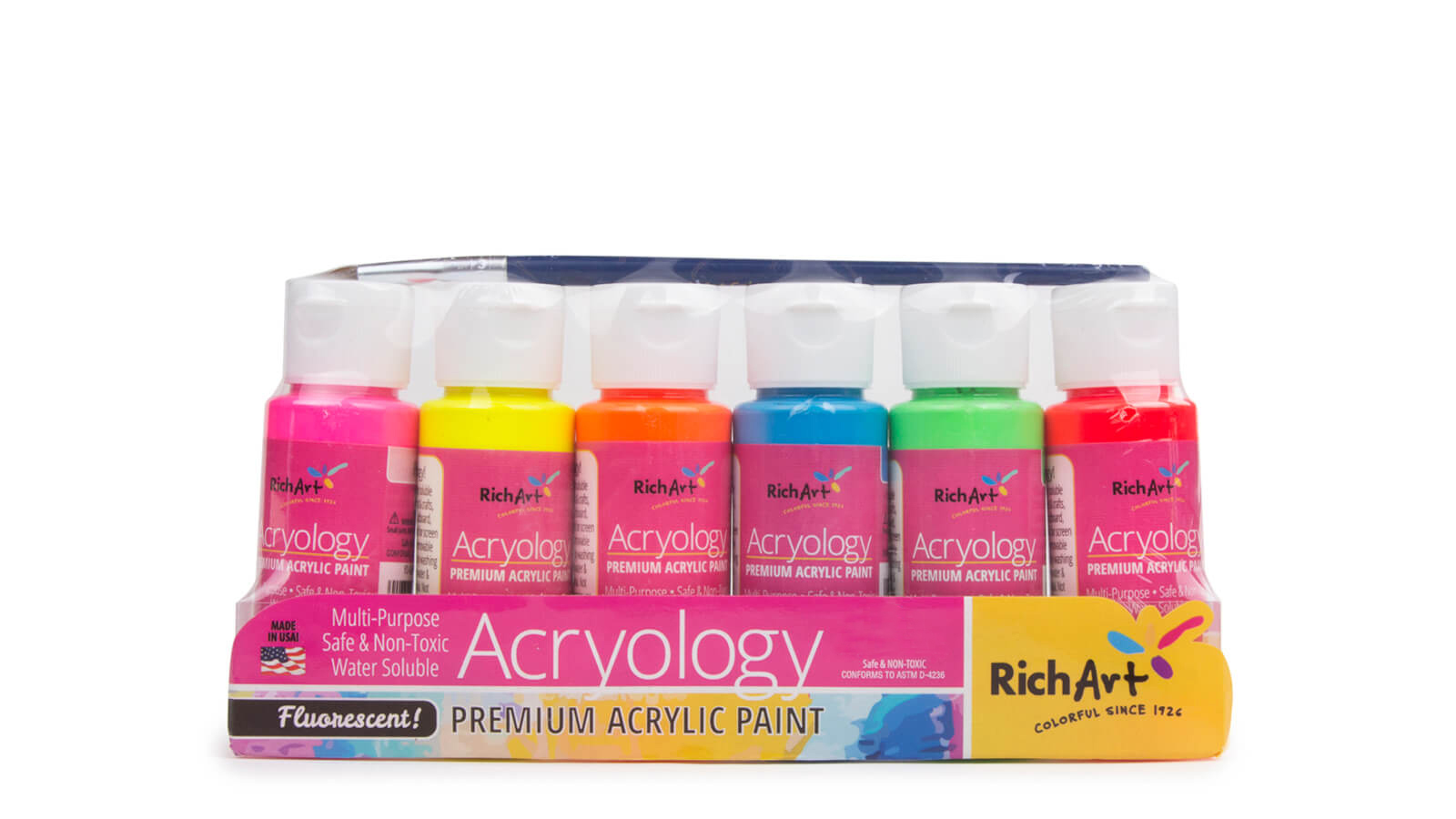 Rich Art Pintura acrílica no tóxica para manualidades, pintura para niños y  adultos, verde, rosa, rojo, amarillo, morado, naranja, fabricada en los